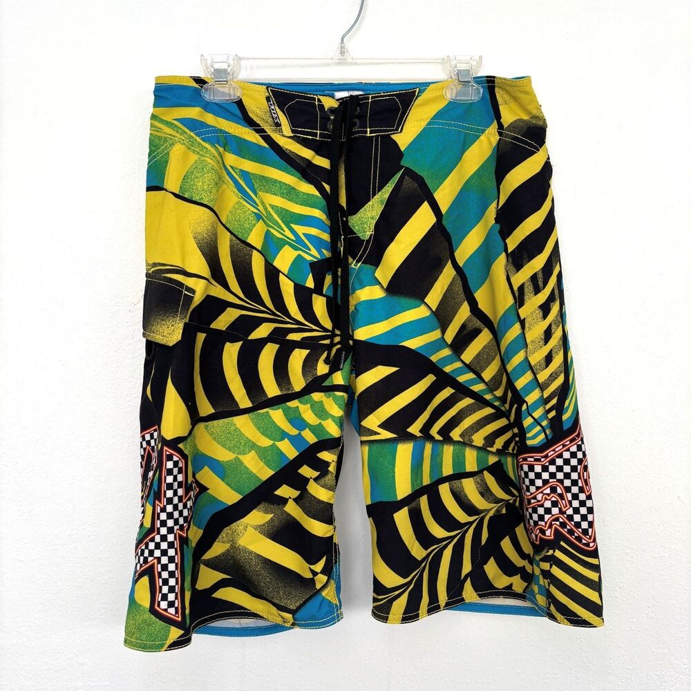 Fox Racing Mens Board Shorts 32 Beach Swim Colorful Cargo Resort Travel Vacation